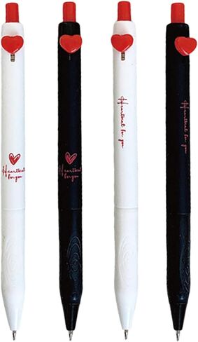 4 Pcs Gel Ink Pens Retractable Pens Cute Love Heart Pen 0.5mm Black Ink Pen Writing Pens Office School Supplies for Girls Women Boys Men (2Pcs Black+2Pcs White) in Saudi Arabia