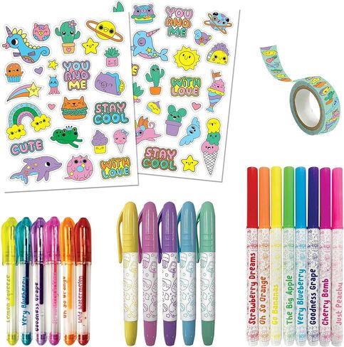 Hinkler Kaleidscope: مجموعة Coloring Kawaii Ultimate Kit - مجموعة حقيبة حمل لطيفة للأطفال تتضمن أقلام تحديد معطرة، وأدوات مكتبية وملصقات، ولون في العلبة، للأعمار من 6 سنوات فما فوق in Kuwait