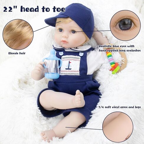 Lifelike Reborn Baby Dolls - 18 Inch Cute Realistic Silicone Baby Girl Doll,Real Life Baby Dolls Newborn for 3+ Years Old Kids Gifts in Kuwait