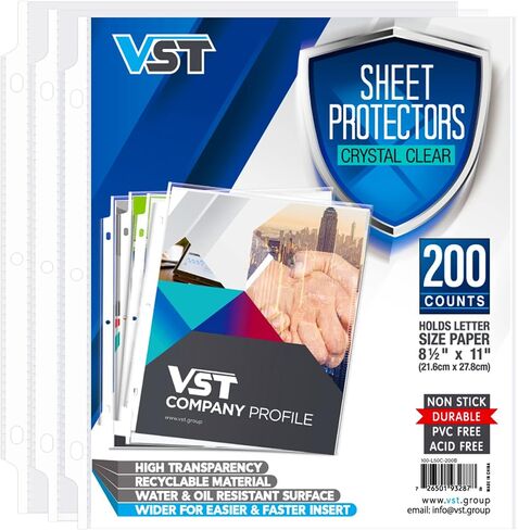 Sheet Protectors 8.5 x 11 Inch for 3 Ring Binder, Crystal Clear Page Protectors, Medium Weight Plastic Sleeves, Top Loading Paper Protector Acid Free, Letter Size, Dry Erase Pocket, 500 Sheets in Saudi Arabia