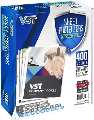 Sheet Protectors 8.5 x 11 Inch for 3 Ring Binder, Crystal Clear Page Protectors, Medium Weight Plastic Sleeves, Top Loading Paper Protector Acid Free, Letter Size, Dry Erase Pocket, 500 Sheets in Saudi Arabia
