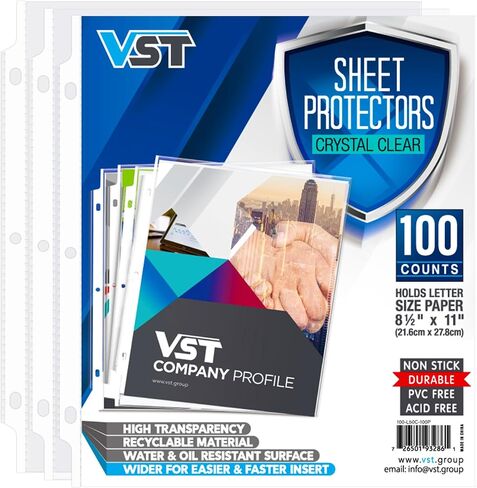 Sheet Protectors 8.5 x 11 Inch for 3 Ring Binder, Crystal Clear Page Protectors, Medium Weight Plastic Sleeves, Top Loading Paper Protector Acid Free, Letter Size, Dry Erase Pocket, 500 Sheets in Saudi Arabia