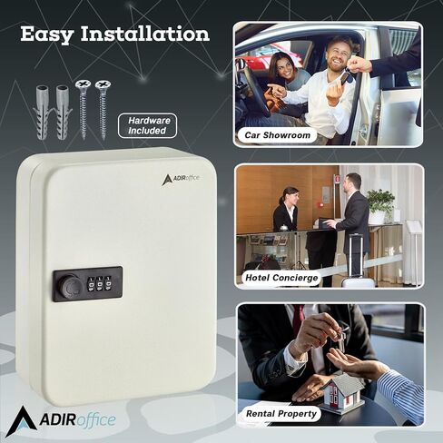 AdirOffice Key Lock Box – 30 Key Hooks Wall Mounted Key Cabinet Lock Box, Car Keys Holder Box, Lockable Key Storage Box - Metal Key Box Organizer with for Home and Office in Kuwait