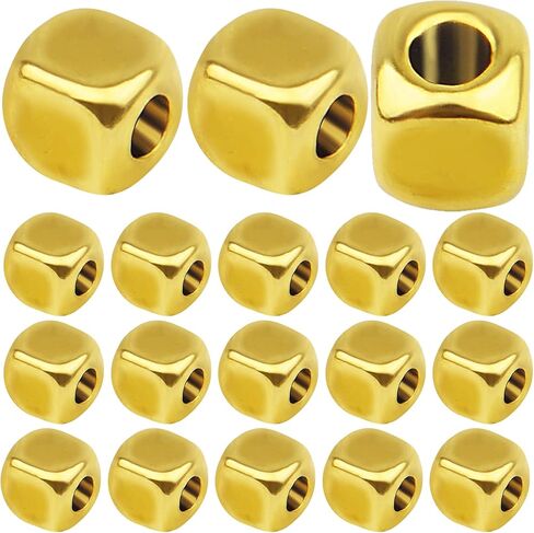 BronaGrand 200pcs Antique Silver Square Spacer Beads Alloy Cube Smooth Beads Loose Charm Beads for Bracelet Necklace Crafts Jewelry Making, 3.5x3mm in Saudi Arabia