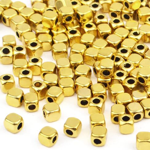 BronaGrand 200pcs Antique Silver Square Spacer Beads Alloy Cube Smooth Beads Loose Charm Beads for Bracelet Necklace Crafts Jewelry Making, 3.5x3mm in Saudi Arabia