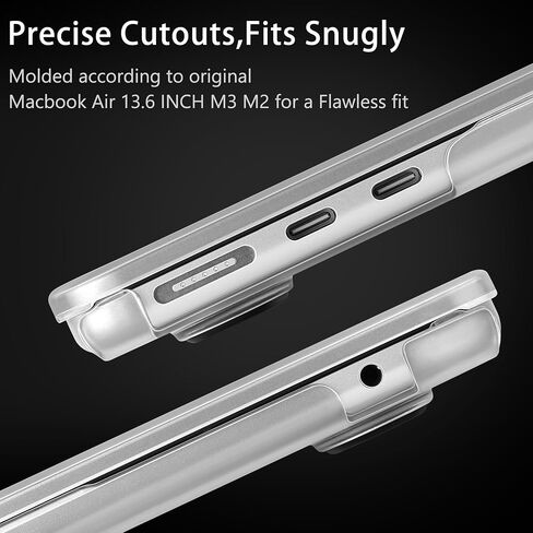 Tuiklol for M3 MacBook Air 13.6 inch Case 2024-2022,Matte Clear Cover fit for A3113 M2 A2681,Durable Soft Plastic Hard Laptop Shell Cases with Keyboard Cover & Dust Plug & OTG Adapter,Clear in Saudi Arabia