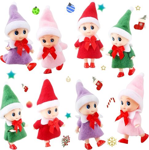 8 قطع صغيرة لعيد الميلاد الجان الطفل الجان السائبة عيد الميلاد قزم دمية للبنين والبنات عيد الميلاد تخزين هدايا عيد الميلاد السنة الجديدة (مجموعة الألوان 3) in Kuwait