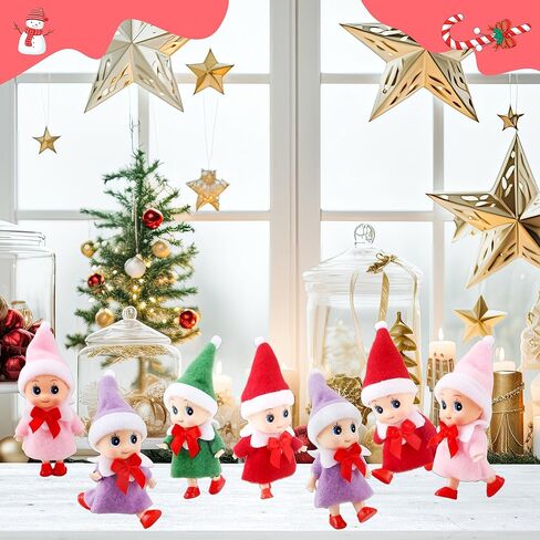 8 قطع صغيرة لعيد الميلاد الجان الطفل الجان السائبة عيد الميلاد قزم دمية للبنين والبنات عيد الميلاد تخزين هدايا عيد الميلاد السنة الجديدة (مجموعة الألوان 3) in Kuwait