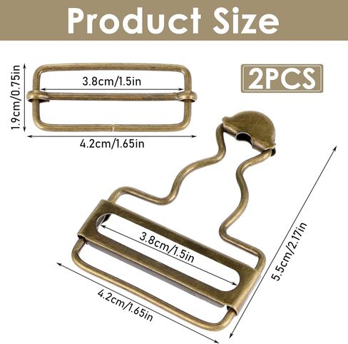 Jeffdad 2Pairs Metal Overall Buckles Suspender Buckle wif Adjustable Overall Bib Clips for Overall Bib Trousers Jeans Jacket in Saudi Arabia