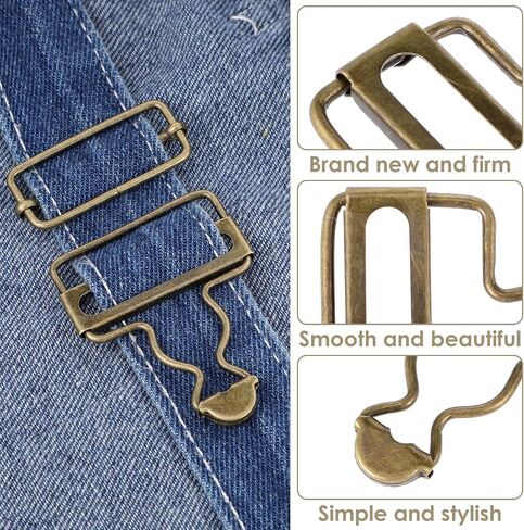 Jeffdad 2Pairs Metal Overall Buckles Suspender Buckle wif Adjustable Overall Bib Clips for Overall Bib Trousers Jeans Jacket in Saudi Arabia