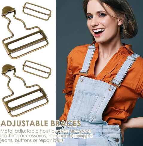 Jeffdad 2Pairs Metal Overall Buckles Suspender Buckle wif Adjustable Overall Bib Clips for Overall Bib Trousers Jeans Jacket in Saudi Arabia