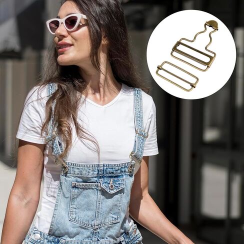 Jeffdad 2Pairs Metal Overall Buckles Suspender Buckle wif Adjustable Overall Bib Clips for Overall Bib Trousers Jeans Jacket in Saudi Arabia