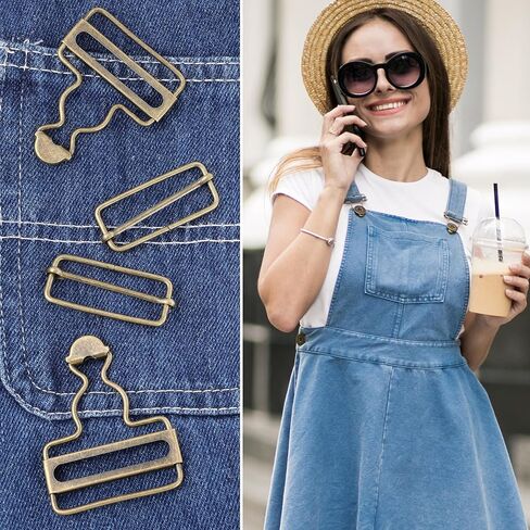 Jeffdad 2Pairs Metal Overall Buckles Suspender Buckle wif Adjustable Overall Bib Clips for Overall Bib Trousers Jeans Jacket in Saudi Arabia