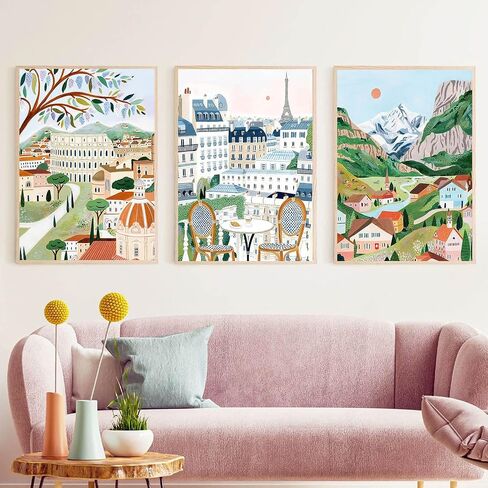 HOIYLDS 6 Packs Paint by Numbers for Adults Beginners, World Building Painting by Number Kits on Canvas Without Frame, Lanscape Craft Arts for Home Wall Decor 9.8x13.8inch in Kuwait
