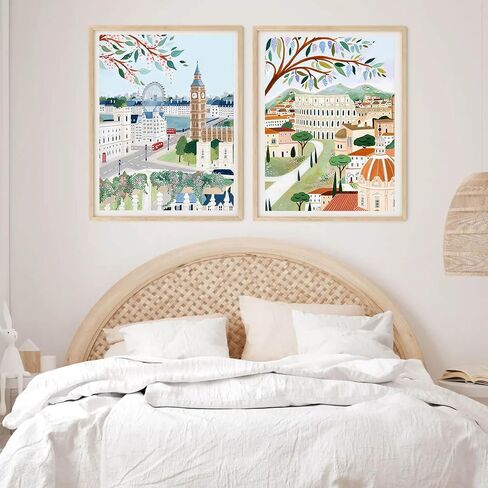 HOIYLDS 6 Packs Paint by Numbers for Adults Beginners, World Building Painting by Number Kits on Canvas Without Frame, Lanscape Craft Arts for Home Wall Decor 9.8x13.8inch in Kuwait