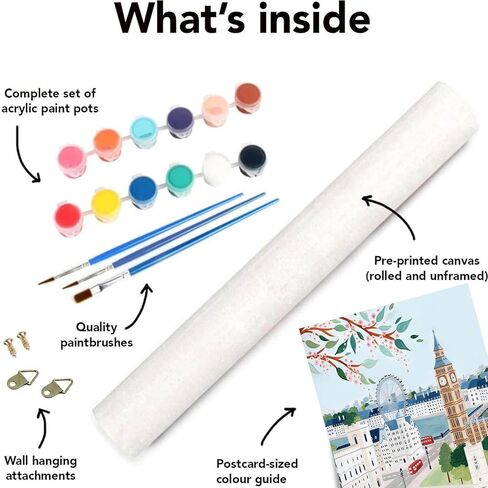 HOIYLDS 6 Packs Paint by Numbers for Adults Beginners, World Building Painting by Number Kits on Canvas Without Frame, Lanscape Craft Arts for Home Wall Decor 9.8x13.8inch in Kuwait