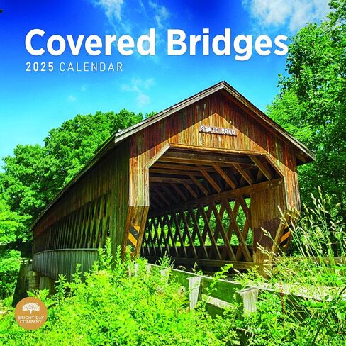 2025 Covered Bridges Monthly Wall Calendar by Bright Day, 12 x 12 Inch Beautiful Landscape Photography Gift in Saudi Arabia