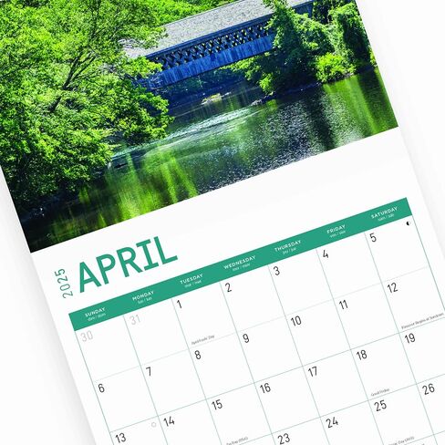 2025 Covered Bridges Monthly Wall Calendar by Bright Day, 12 x 12 Inch Beautiful Landscape Photography Gift in Saudi Arabia