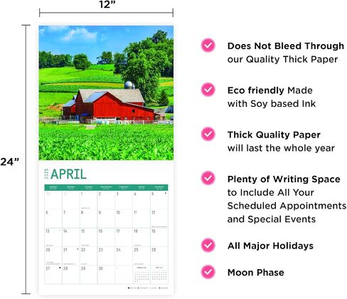 2025 Farms Monthly Wall Calendar by Bright Day, 12 x 12 Inch Beautiful Landscape Photography Gift in Saudi Arabia