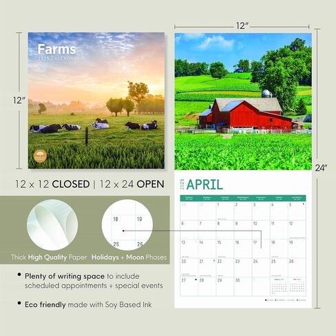 2025 Farms Monthly Wall Calendar by Bright Day, 12 x 12 Inch Beautiful Landscape Photography Gift in Saudi Arabia