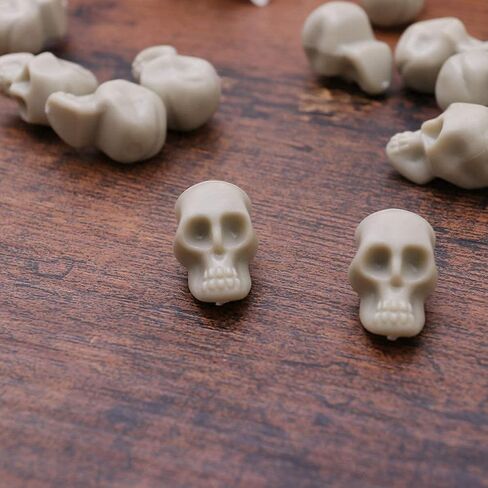 100pcs Miniature Halloween Figurines Skulls Heads Terrifying Skeleton Ornament Halloween Prank Props for DIY Halloween Crafts Bar Home Trick Toy Favors White in Saudi Arabia