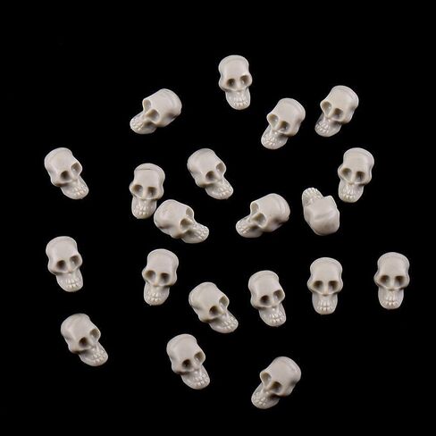 100pcs Miniature Halloween Figurines Skulls Heads Terrifying Skeleton Ornament Halloween Prank Props for DIY Halloween Crafts Bar Home Trick Toy Favors White in Saudi Arabia