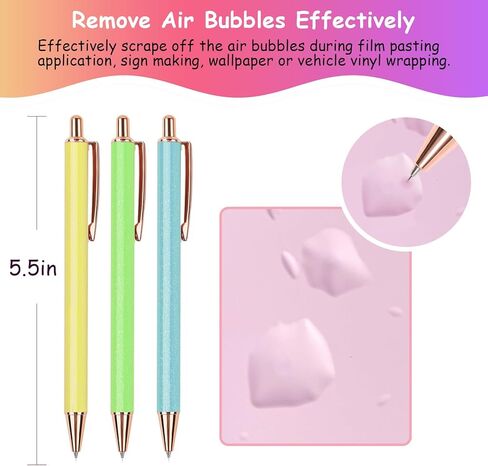 TECKWRAP 7 قطع من قلم إطلاق الهواء، قلم لامع قابل للسحب لمشروع الحرف اليدوية من الفينيل (أصفر، فوشيا، أرجواني، أزرق، برتقالي، وردي، أخضر) in Kuwait