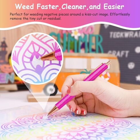 TECKWRAP 7 قطع من قلم إطلاق الهواء، قلم لامع قابل للسحب لمشروع الحرف اليدوية من الفينيل (أصفر، فوشيا، أرجواني، أزرق، برتقالي، وردي، أخضر) in Kuwait