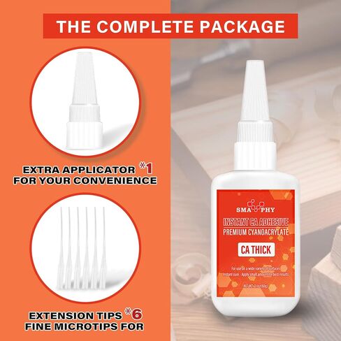 Professional Cyanoacrylate Glue(2 oz), Medium Viscosity CA Glue for Woodworking with Extra Caps and Microtips, Instant Super Glue for Wood, Metal, Rubber, Leather, Ceramic and Fiberglass in Saudi Arabia