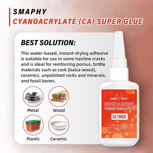 Professional Cyanoacrylate Glue(2 oz), Medium Viscosity CA Glue for Woodworking with Extra Caps and Microtips, Instant Super Glue for Wood, Metal, Rubber, Leather, Ceramic and Fiberglass in Saudi Arabia