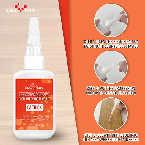 Professional Cyanoacrylate Glue(2 oz), Medium Viscosity CA Glue for Woodworking with Extra Caps and Microtips, Instant Super Glue for Wood, Metal, Rubber, Leather, Ceramic and Fiberglass in Saudi Arabia