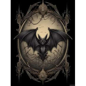 HMDIIMGE Diamond Painting Kits for Adults, Bat Diamond Art Kits, Full Drill 5D Round Animal Diamond Painting Art, DIY Art and Craft, for Home Decor Halloween Decor 12x16 inch