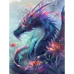 Kaliosy 5D Diamond Art Kits for Adults Dragon by Number Kits, Diamond Painting Art Animal DIY Full Drill Crystal Craft Cross Stitch Embroidery Decoration (12x16 inch) 30x40 cm