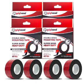 GripBond Clear Double Sided Mounting Tape, Heavy Duty Mounting Tape (1 Roll, 1.2"x120") Indoor/Outdoor Weatherproof Double Sided Tape for Wall Mountings, Poster Tape, Picture Tape Clear Mounting Tape