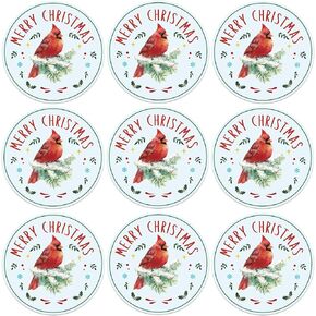WhatSign Christmas Cardinal Stickers 36PCS Merry Christmas Gift Tags Stickers Red Cardinal Christmas Labels Present Sticker for Envelopes Seal Cards Boxes Gift Wrap Christmas Party Favors Decorations