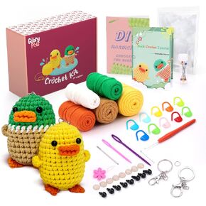 GOOFY PADS Amigurumi Crochet Kit for Beginners - Crochet Duck - Beginner Crochet Keychain Kit - Crochet Kit for Kids - Knitting Kit for Beginners Adults - Learn to Crochet Kits for Adults Beginner