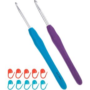 Ryhiac Crochet Hook Ergonomic Handle for Arthritic Hands, Extra Long  Knitting Needles for Beginners and Crocheting Yarn (9mm+10mm(US M N)) in Kuwait