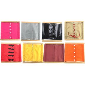 New Sky Enterprises Montessori Basic Life Skills Development Material for Kids Practical Dressing Frame Learn to Dress Kits (Set of 8)
