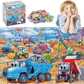 Jumbo Floor Puzzle for Kids,Building Construction Site Large Jigsaw 48 Piece with Engineering Vehicles Car,Toddler Learning Preschool Educational Toys 3-5 4-8 Years Old Gift for Boys