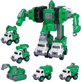 AMACAT-Toys for 3 4 5 6 7 8 Year Old - Transform Robot Kids Toys Cars | STEM Building Toddler for Ages 4-8 | 5 in 1 Construction Toys Christmas Birthday Gifts for Boy Girls