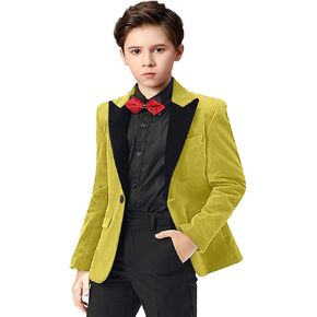 Boihedy Boys Suit Jacket for Kids Formal Velvet Blazer