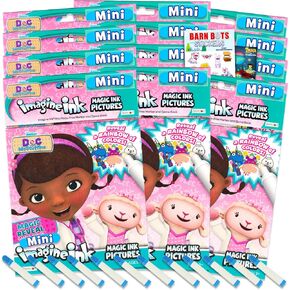 Disney Doc McStuffins Imagine Ink Coloring Book Set for Kids - Bundle with 12 No-Mess Magic Ink Junior Doc McStuffins Coloring Books with Barn Bots Stickers and Door Hanger (Party Favors)