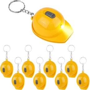9Pcs Miniature Construction Helmet, Construction Party Favors Small Safety Hat Keychain for Kids, Mini Flashlight Helmet Keychain for Construction Birthday Party Favors Decorations