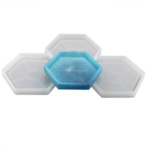 3 Pack DIY Hexagon Mold, Hexagon Coaster Silicone Mold, Molds for Casting with Resin, Cement