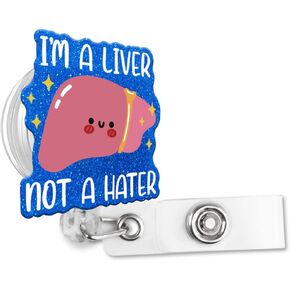 أنا كبد وليس كارهًا بكرة شارة لامعة قابلة للسحب مع مشبك التمساح، هدية حامل شارة عيد الميلاد المضحكة لطبيب الكبد وأخصائي أمراض الجهاز الهضمي والطبيب والممرضة والتمريض والعمل المكتبي الطبي in Kuwait