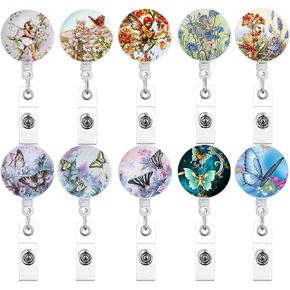 10Pcs Lovely Badge Holders,Nurse Retractable Badge Reel with Carabiner Belt Clip for ID Card Name Holder and Keychain
