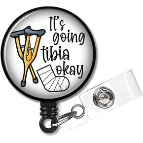 XQLZY It's Going Tibia حسنًا، بكرة شارة مضحكة قابلة للسحب، ملحقات عمل ممرضات بطاقة الهوية المكتبية، هدية تشجيع لصديق مصاب، طبيب العظام، زملاء التمريض هدية عيد ميلاد عيد الميلاد in Kuwait