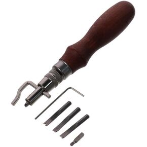 7pcs Adjustable Leather Stitching Groover Leather Edge Bevelers Working Tools Sew Crease Leather Carving Cutting Edging Tools Leather Grooving Tool DIY Leathercraft
