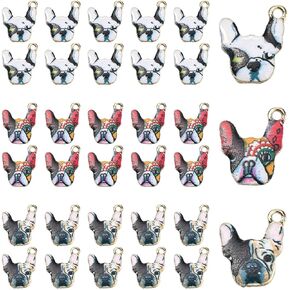 Ipotkitt 100Pcs Flat Round with Happy Face Alloy Enamel Charm Pendants Decorations with Zinc Alloy Lobster Claw Clasps for DIY Making - 31mm