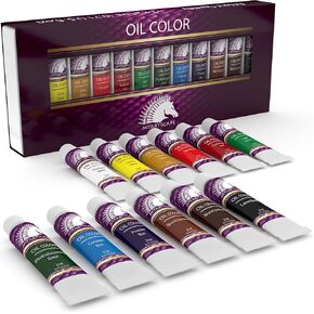 MyArtscape Oil Paint Set - 21ml x 12 Tubes - Artist Quality - Lightfast - Heavy Body - Highly Pigmented Oil-based Colors - Excellent Coverage - Professional Painting Supplies